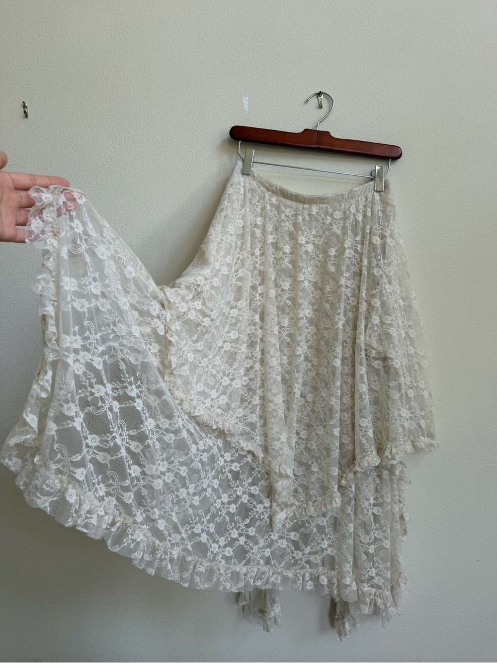 Free People Intimately French Courtship Lace Maxi Skirt Cream Small S - Picture 7 of 13